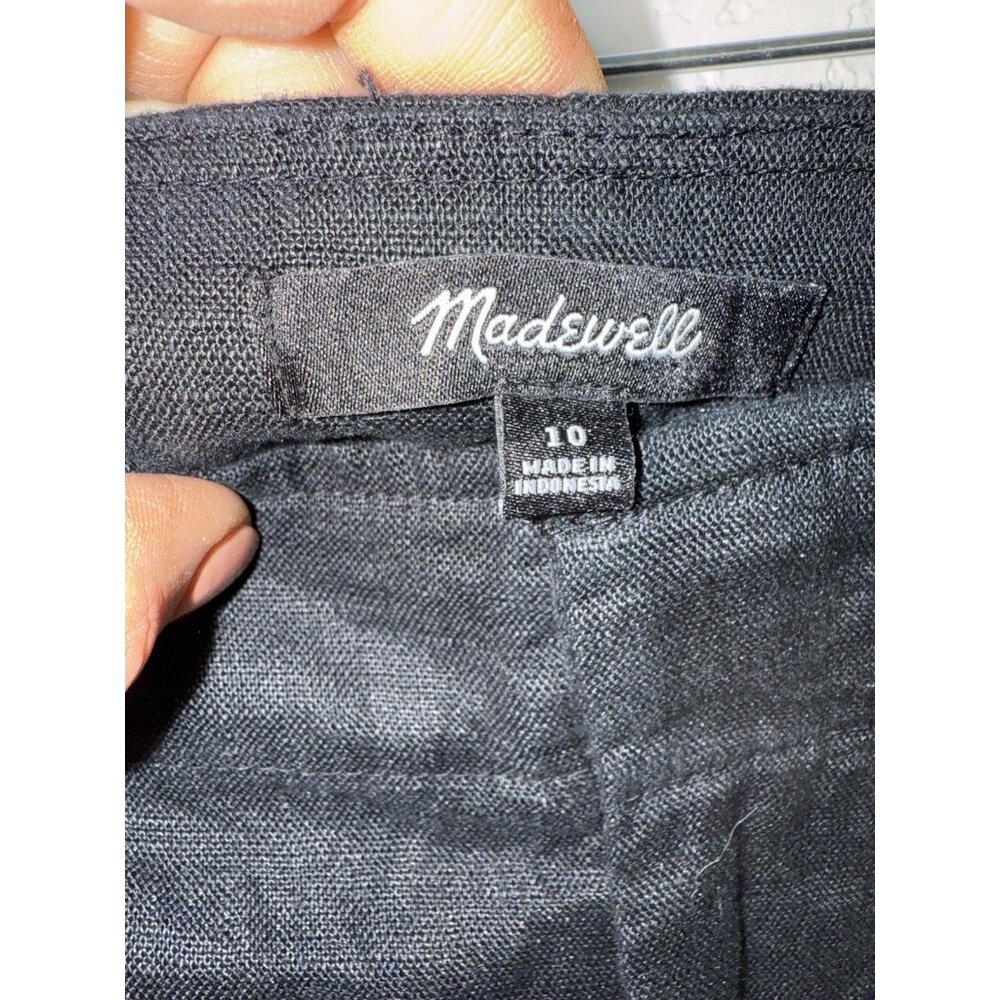 Madewell Women’s 100% Linen Shorts Black High Rise Clean Button Pockets 10 1D - Picture 10 of 14